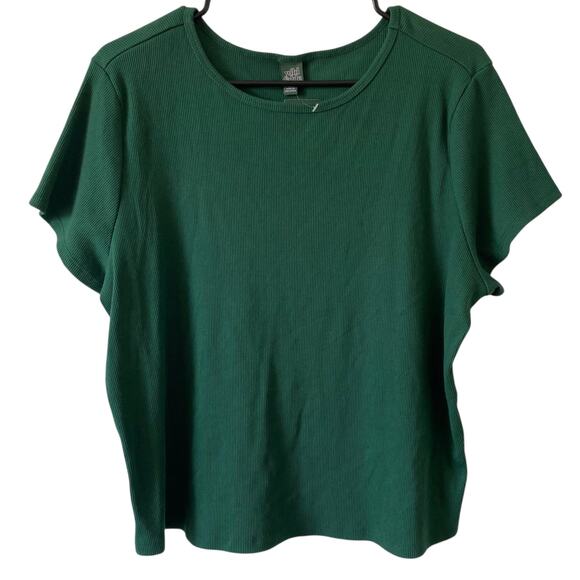 NEW WILD FABLE Ribbed Short Sleeve T Shirt Green Size XXL Fitted Stretch Basic - Picture 1 of 4